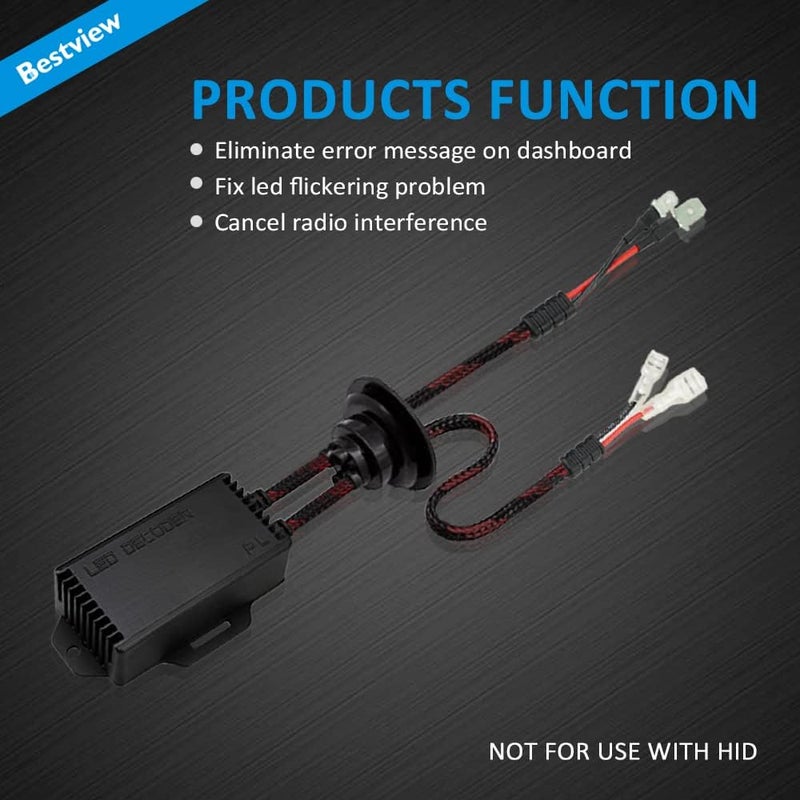 Best View H1 H3 LED Light Canbus Decoder Anti Flicker Harness, Resistor Decoders Error Free, LED Warning Canceller Resistor Adapter, Pack of 2 - Image 5